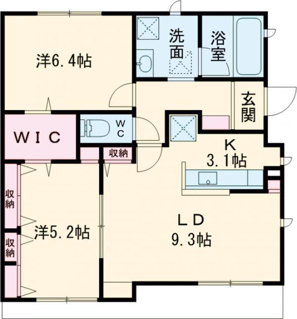 フィナンセ A(2LDK/1階)の間取り写真