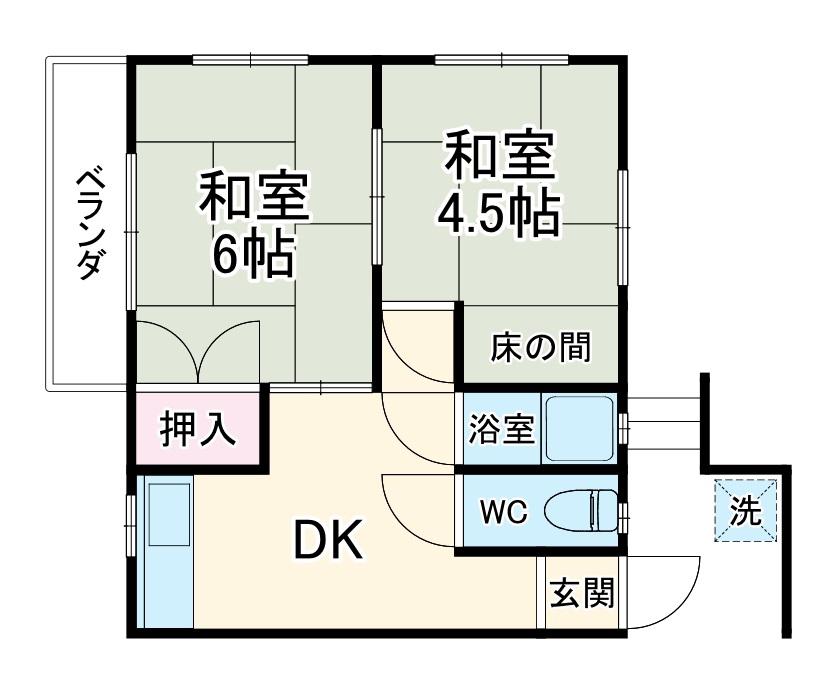 ホープハイツ(2DK/2階)の間取り写真