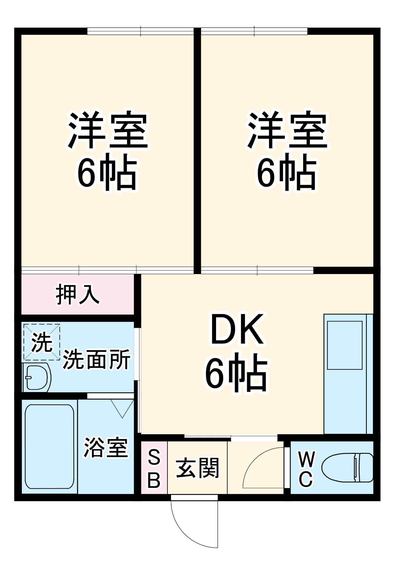 東和開発第三ハイツ(2DK/2階)の間取り写真