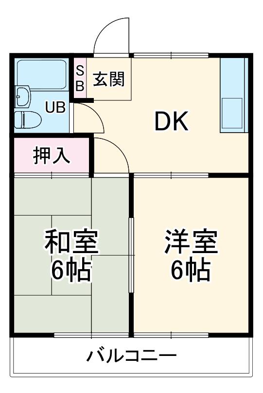 カーサYK5(2DK/1階)の間取り写真