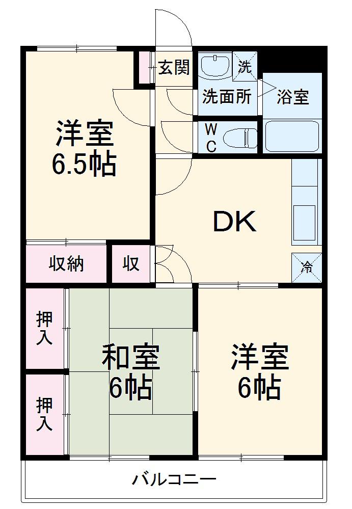 バルパレー大竹(3DK/3階)の間取り写真