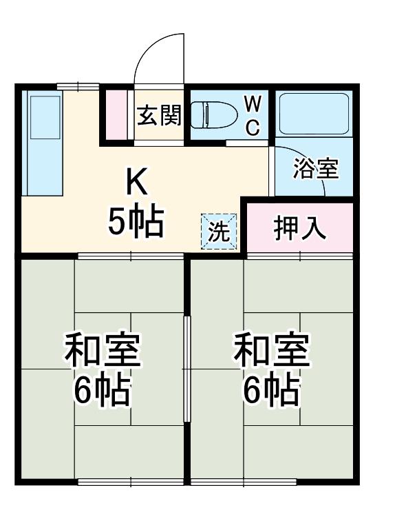 ライトコーポ蘇我Ⅰ(2DK/2階)の間取り写真