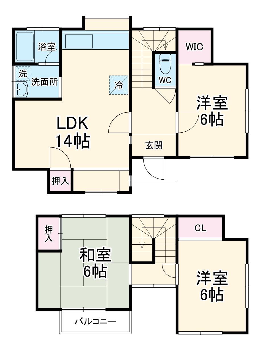 東武鉄道野田線 馬込沢駅 徒歩13分 2階建 築46年(3LDK)の間取り写真