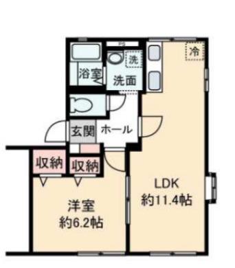 シティハイムFIK B(1LDK/2階)の間取り写真