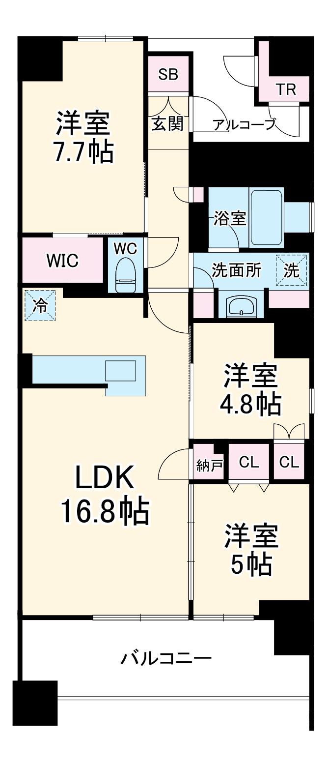 プラウドシティ日吉レジデンス 3棟(3LDK/18階)の間取り写真