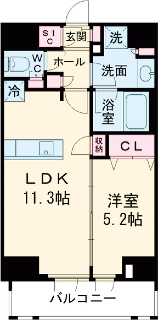 ブランシエスタ北品川(1LDK/12階)の間取り写真