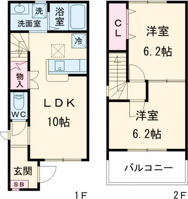 Ｃａｓｔｅｌｌｏ　Ｆｅｌｉｃｅ(2LDK)の間取り写真