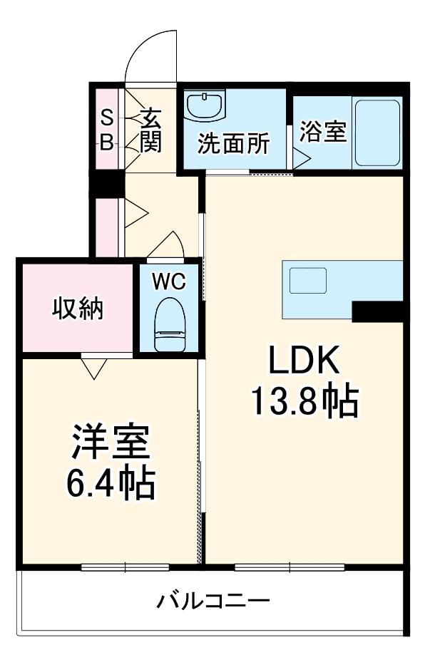 ヒルズ花園(1LDK/3階)の間取り写真