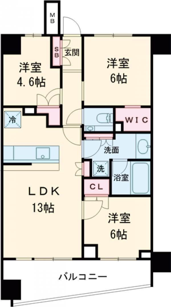 パークナード目黒(3LDK/5階)の間取り写真