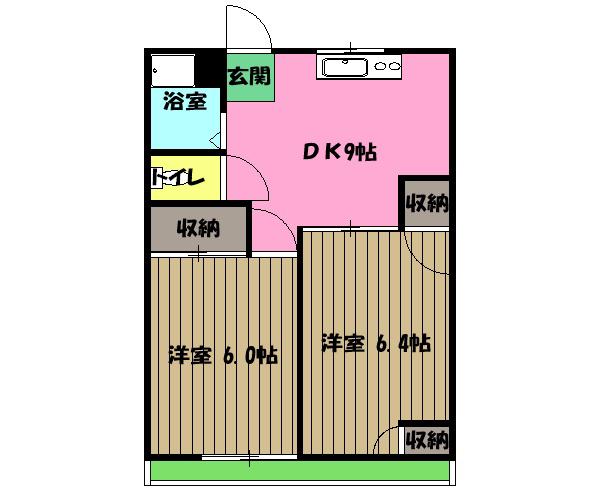 東栄ハイツ(2DK/4階)の間取り写真