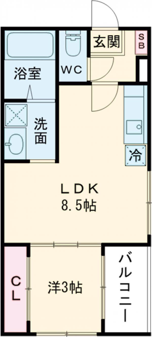 HUBI CORE 西京極(1LDK/1階)の間取り写真