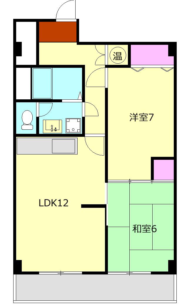 小田原グリーンハイツ(2LDK/2階)の間取り写真