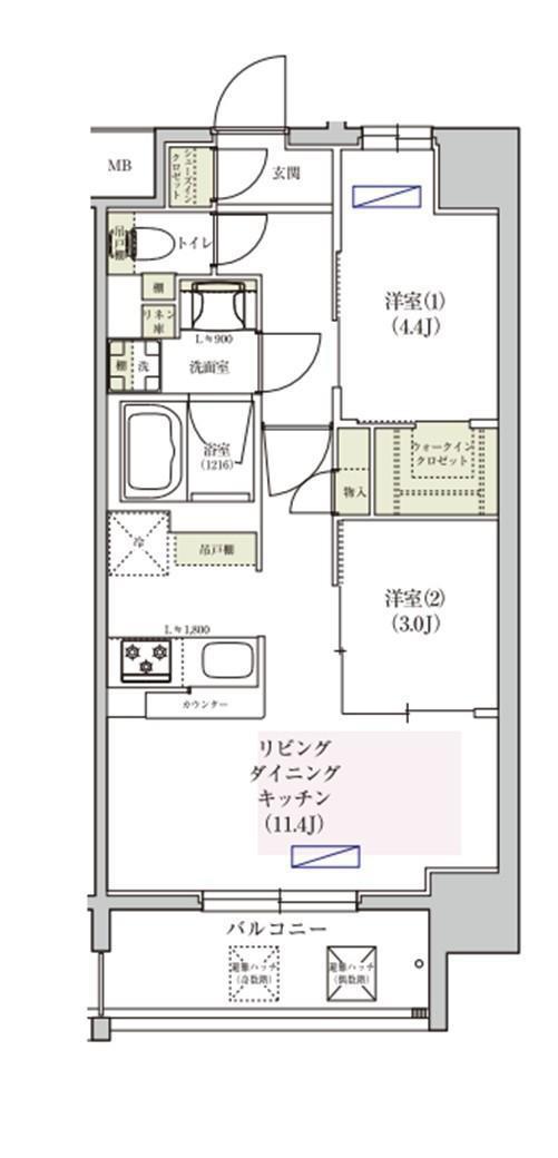 アーバネックス東梅田(2LDK/8階)の間取り写真