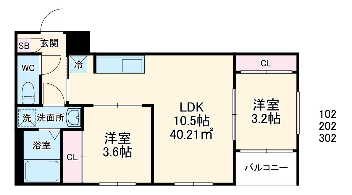 REVIVE古淵(2LDK/3階)の間取り写真