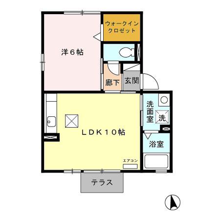 ホープMⅠ(1LDK/2階)の間取り写真