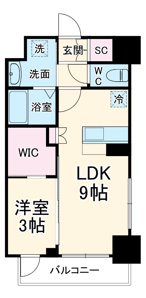 セレニテ谷町四丁目アリエ(1LDK/2階)の間取り写真