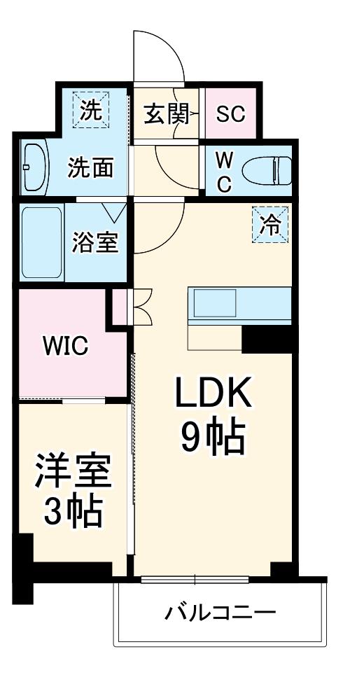 セレニテ谷町四丁目アリエ(1LDK/2階)の間取り写真