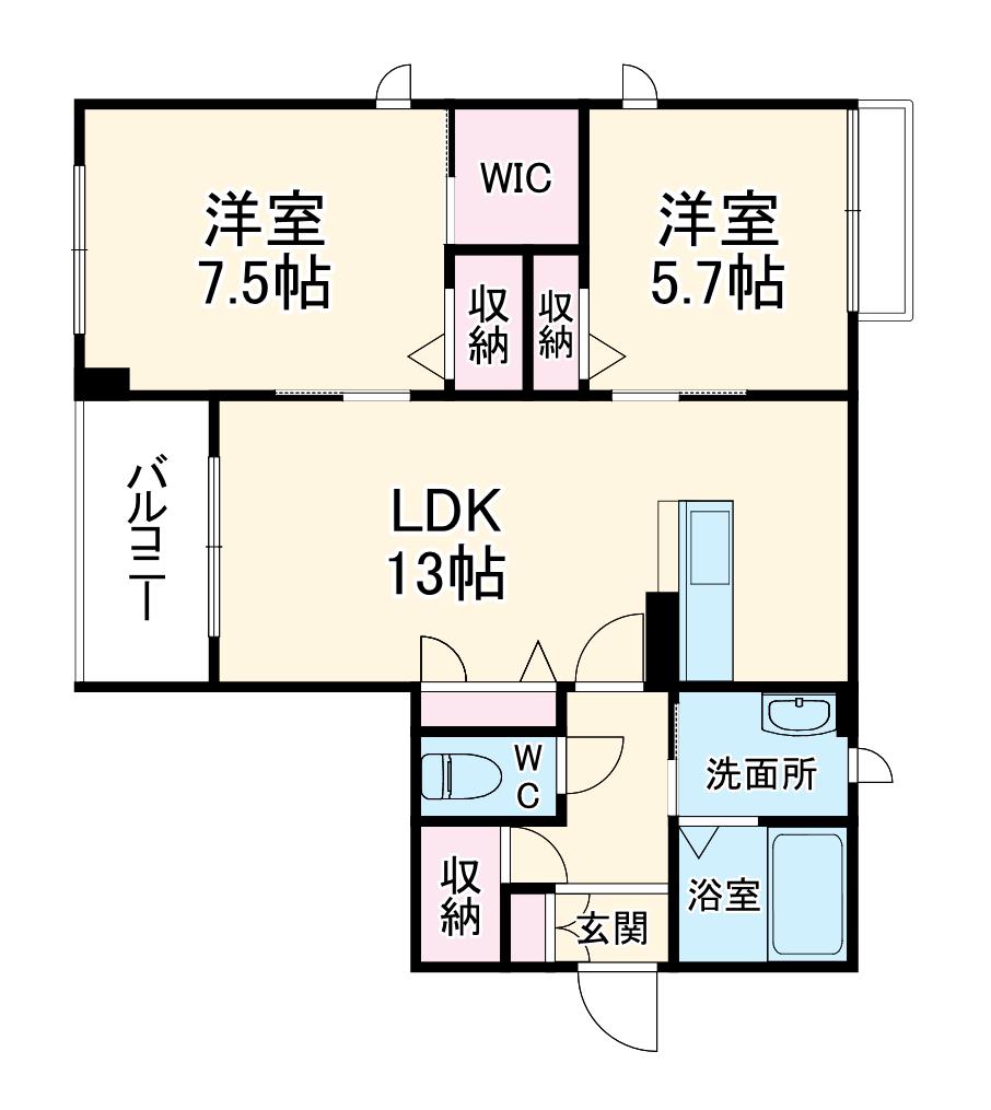 べレオMS上溝(2LDK/3階)の間取り写真