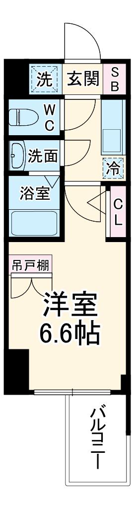 セレニテ谷町四丁目アリエ(1K/2階)の間取り写真