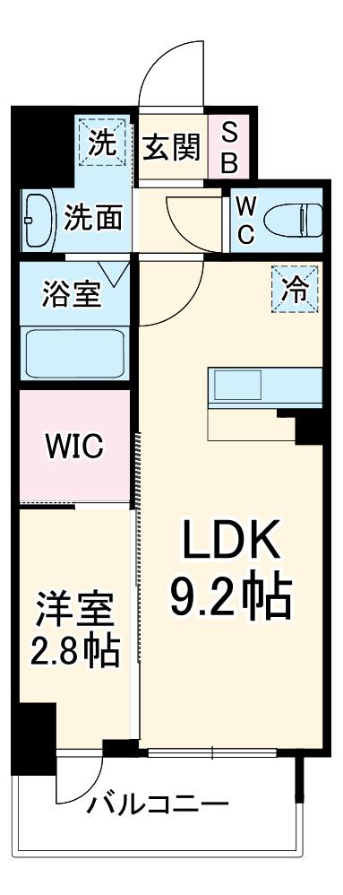 セレニテ谷町四丁目アリエ(1LDK/2階)の間取り写真