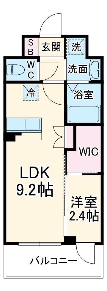 セレニテ谷町四丁目アリエ(1LDK/2階)の間取り写真