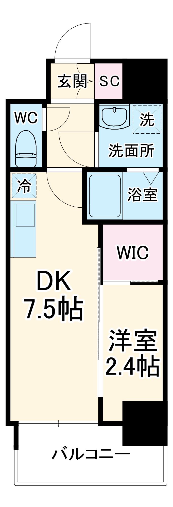 セレニテ谷町四丁目アリエ(1DK/2階)の間取り写真