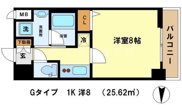 アスヴェル京都堀川高辻(1K/7階)の間取り写真