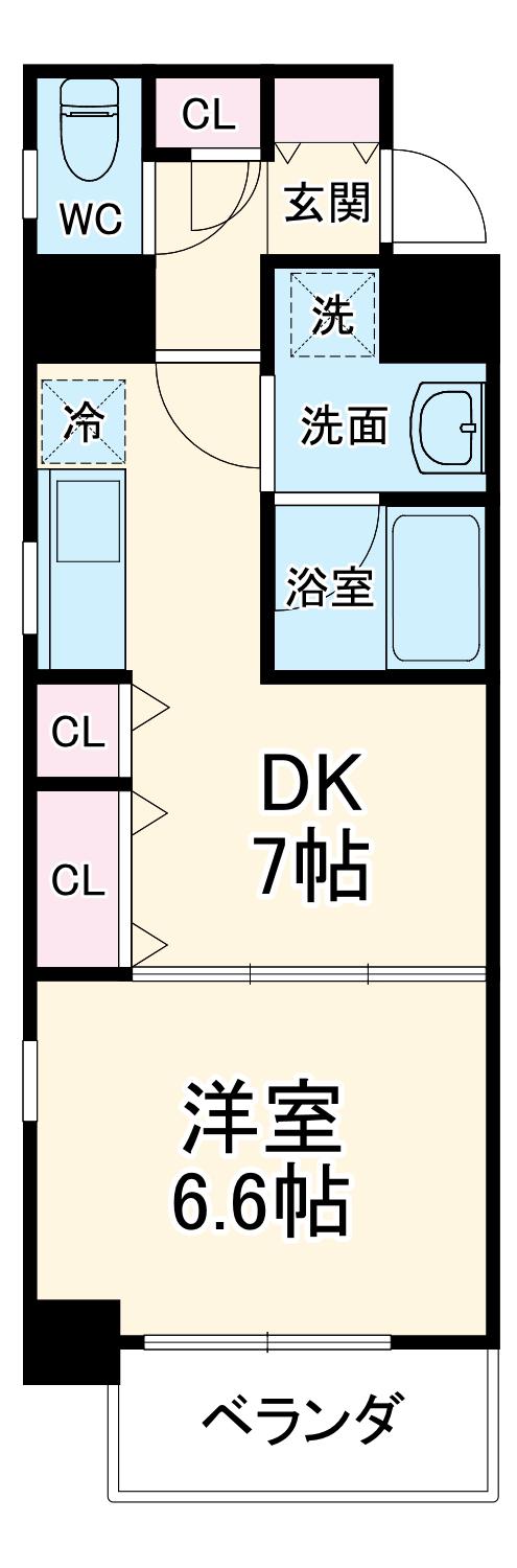 レジディア高岳(1DK/6階)の間取り写真