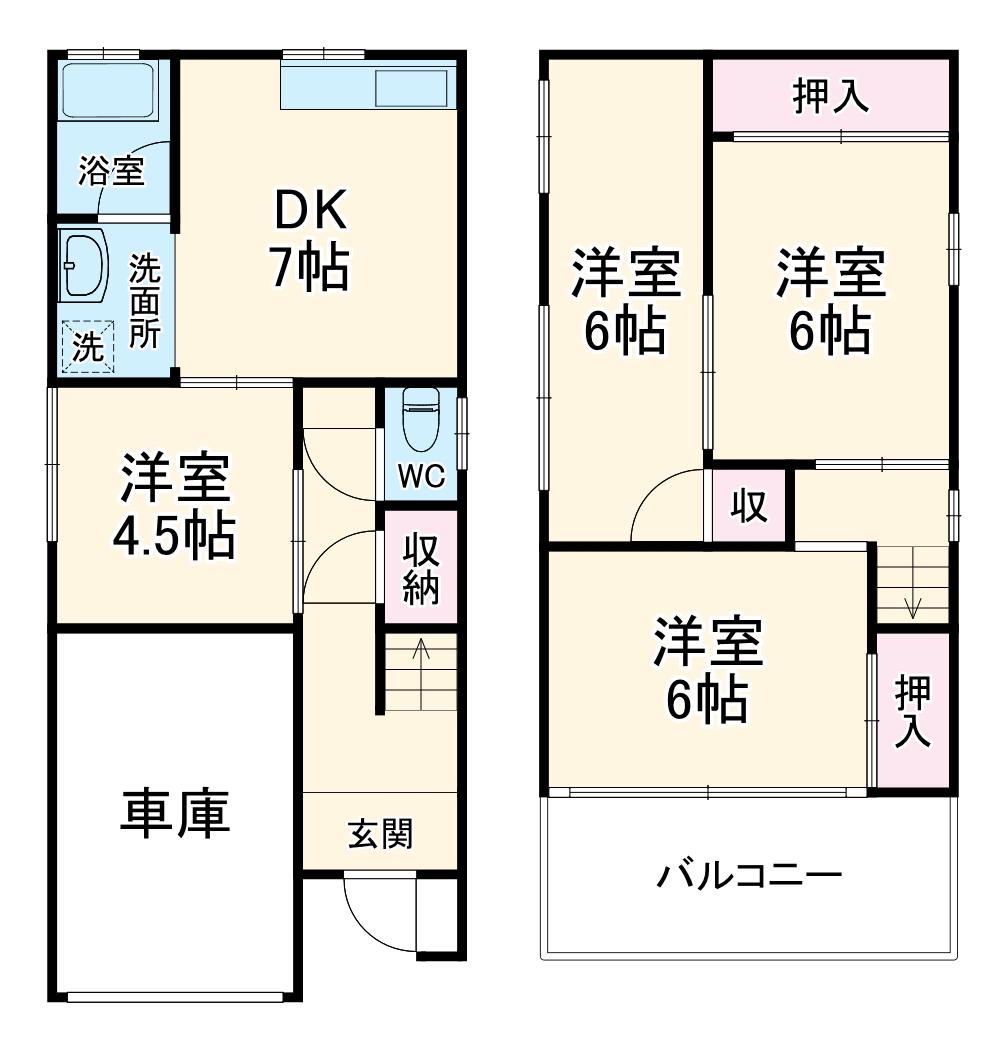 大阪メトロ長堀鶴見緑地 鶴見緑地駅 徒歩23分 2階建 築50年(4DK)の間取り写真