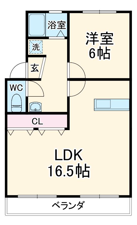 ピアネーズ上社2号棟(1LDK/1階)の間取り写真
