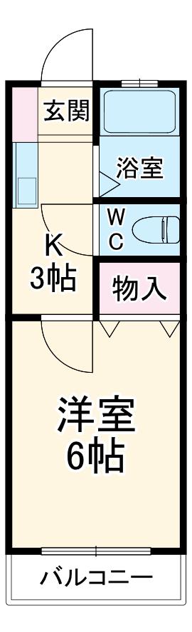 グリーンツー(1K/1階)の間取り写真
