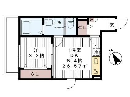 ピース幕張本郷(1DK/3階)の間取り写真