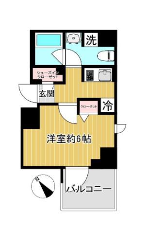 SHOKEN RESIDENCE横浜鶴見Ⅳ(1K/6階)の間取り写真