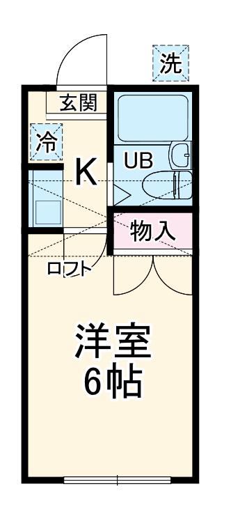 キャッスル厚木(1K/1階)の間取り写真