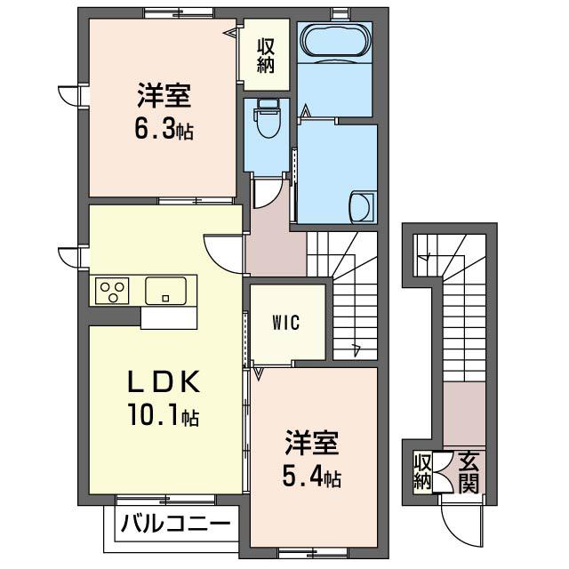 シエンフルールⅡ(2LDK/2階)の間取り写真