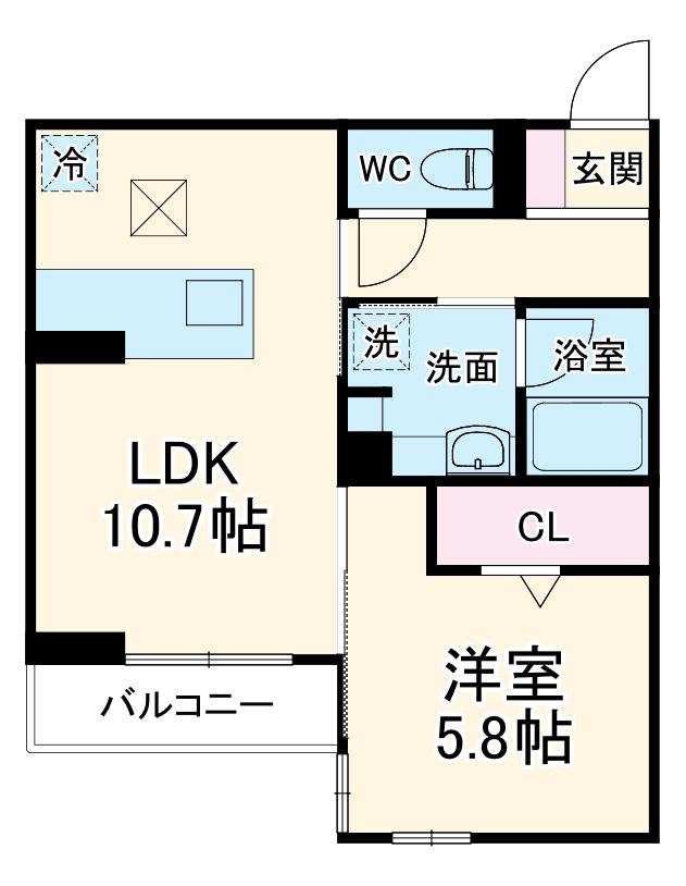 セレスティア唐山町(1LDK/1階)の間取り写真