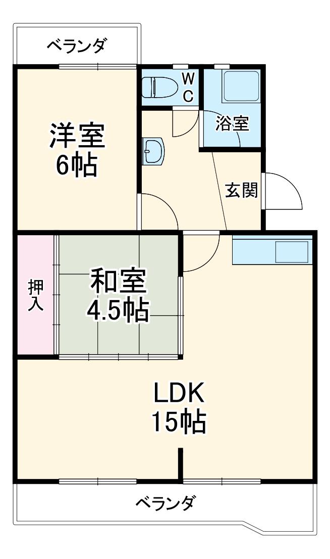 サンテラス清水(2LDK/1階)の間取り写真