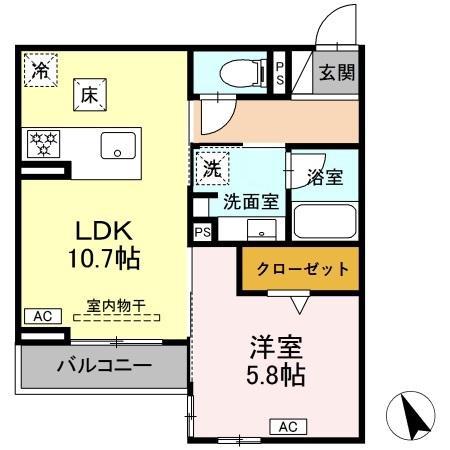 セレスティア唐山町(1LDK/3階)の間取り写真