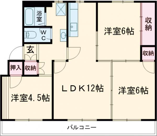 ヴィラナリー舞鶴(3LDK/2階)の間取り写真