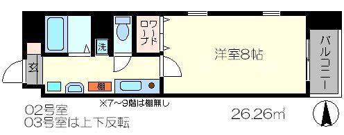 ディクティ三条(1K/3階)の間取り写真