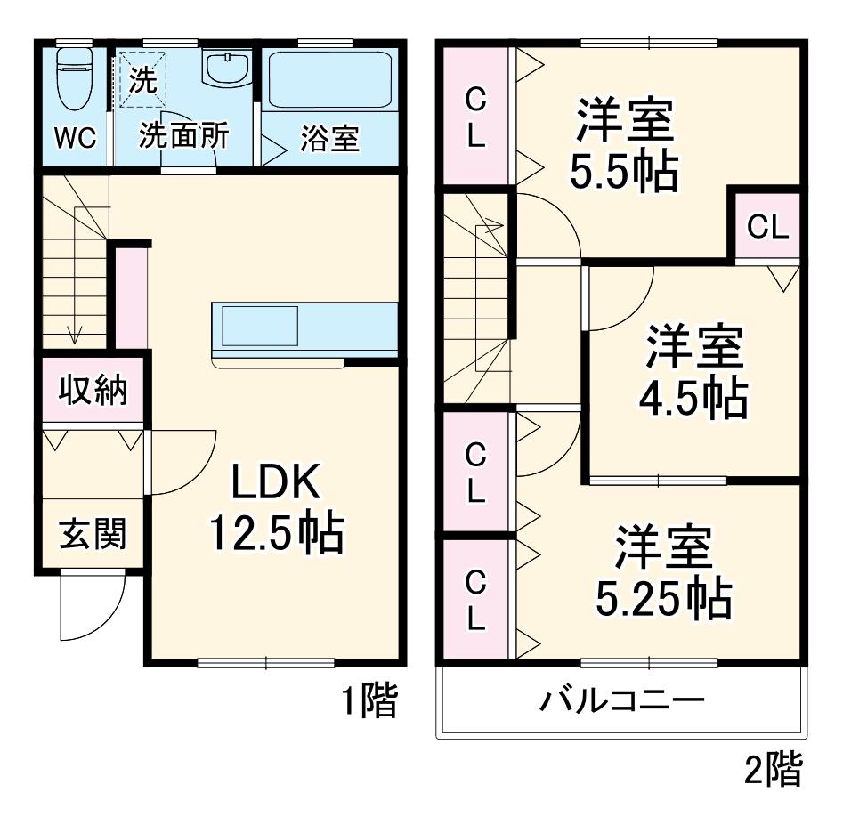 近鉄名古屋線 千代崎駅 徒歩7分 2階建 築2年(3LDK)の間取り写真