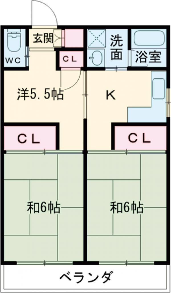 宮城荘(3K/2階)の間取り写真