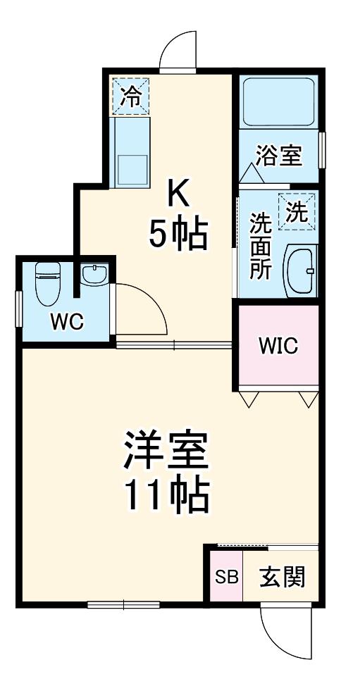 岡沢町アパート(1K/1階)の間取り写真