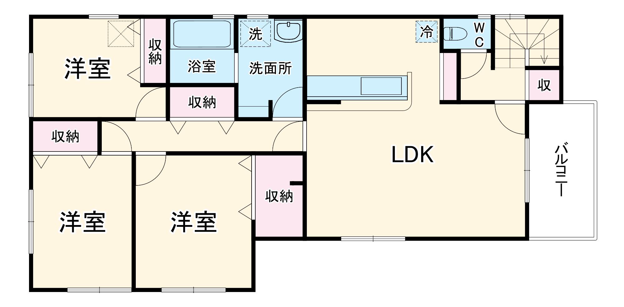 リーブルファイン草加稲荷Ⅲ4号棟(3LDK/1階)の間取り写真