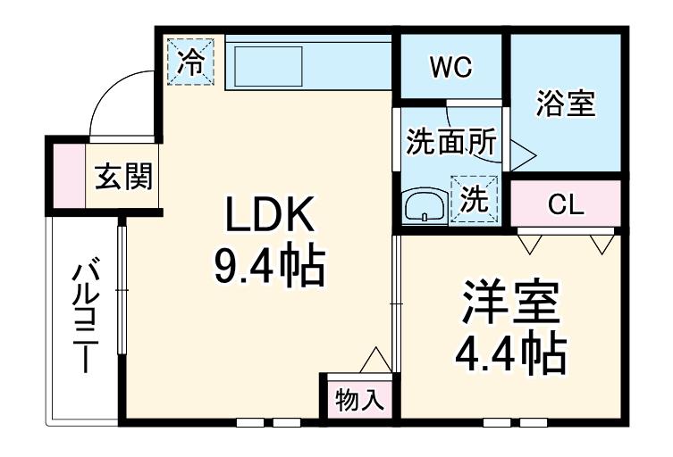 道場北2丁目AP(1LDK/1階)の間取り写真