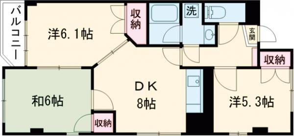 TWINVILLA B棟(3DK/3階)の間取り写真