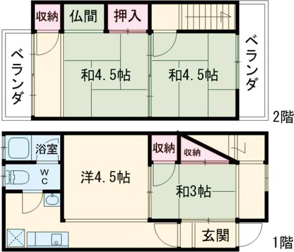 山陰本線 二条駅 徒歩7分 2階建 築101年(4K)の間取り写真