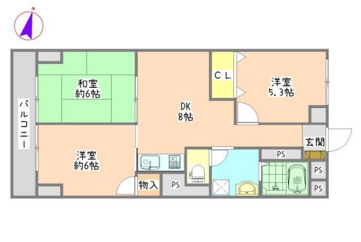 リーフハイツ(3DK/5階)の間取り写真