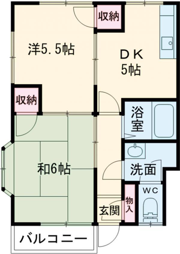 増田ハイツB(2DK/1階)の間取り写真