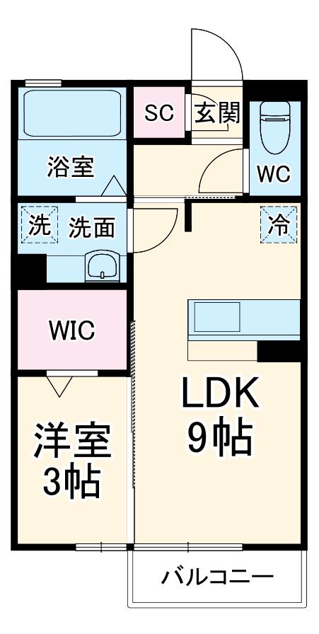 カーサ・ナターレⅡ(1LDK/2階)の間取り写真